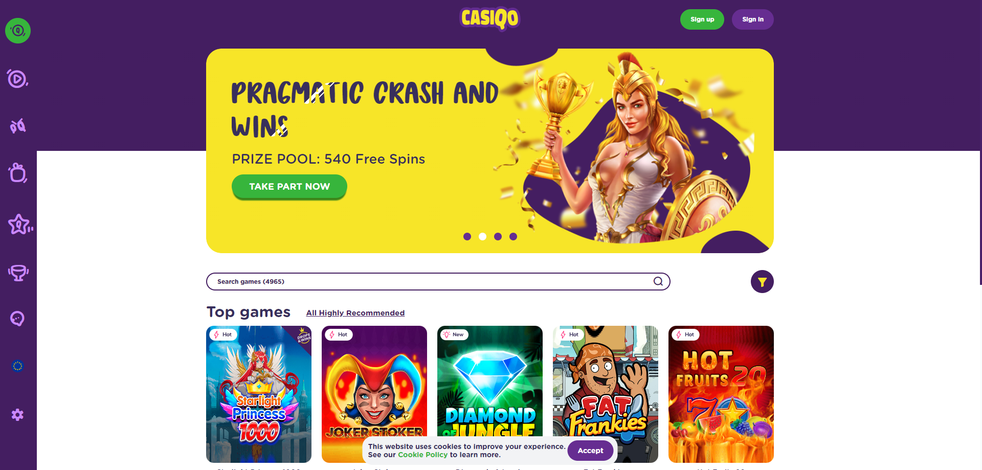 Casiqo Casino Desktop screenshot